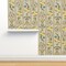 Yellow Teal Floral Gold Large Scale Hand Drawn Lemons Italian Florentine Botanical Fruit Directional Custom Removable Wallpaper by Spoonflower Peel & Stick Wallpaper 2FT Wide